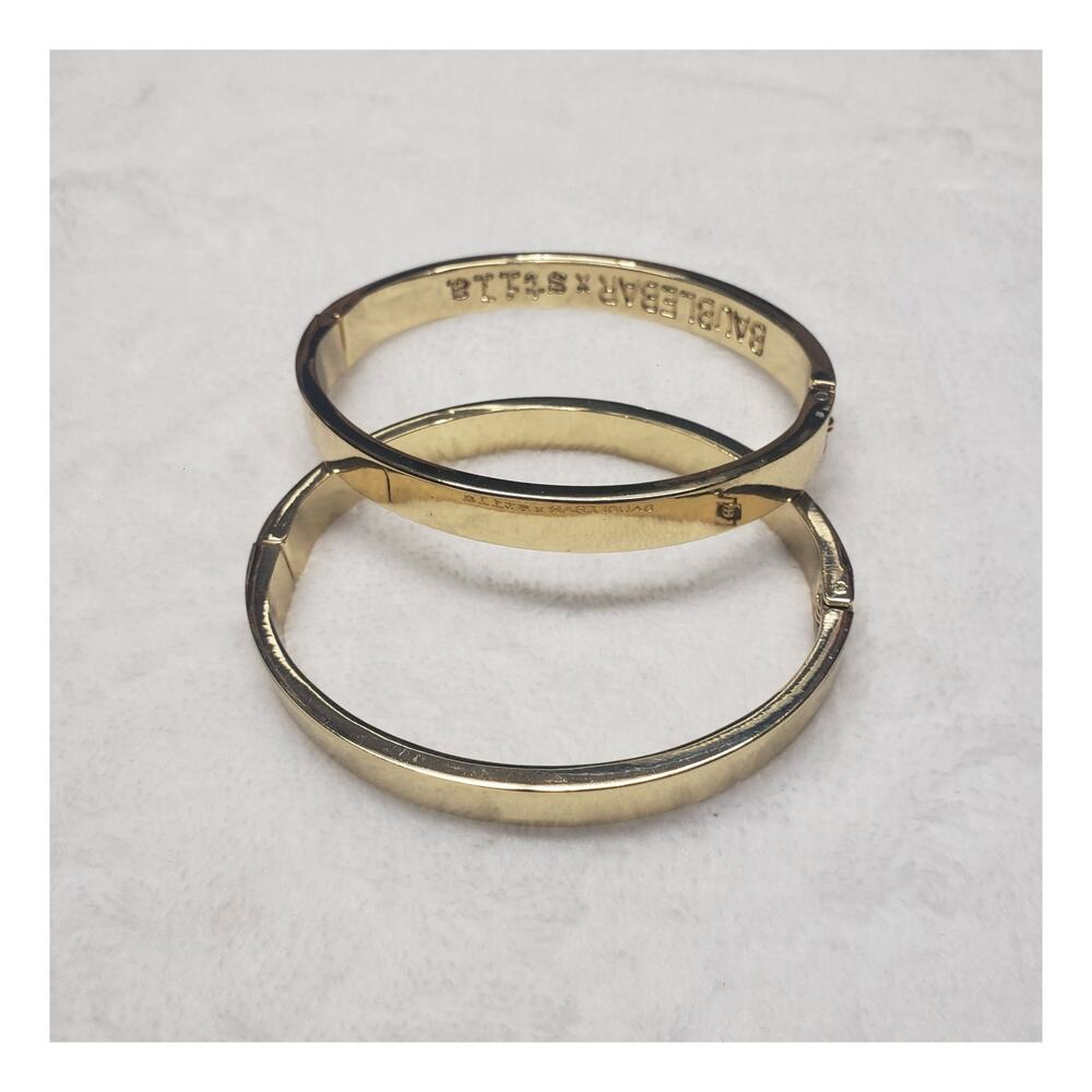Vintage BaubleBar x Stila Gold Bangle Bracelet Spring Hinge Quiet Luxury